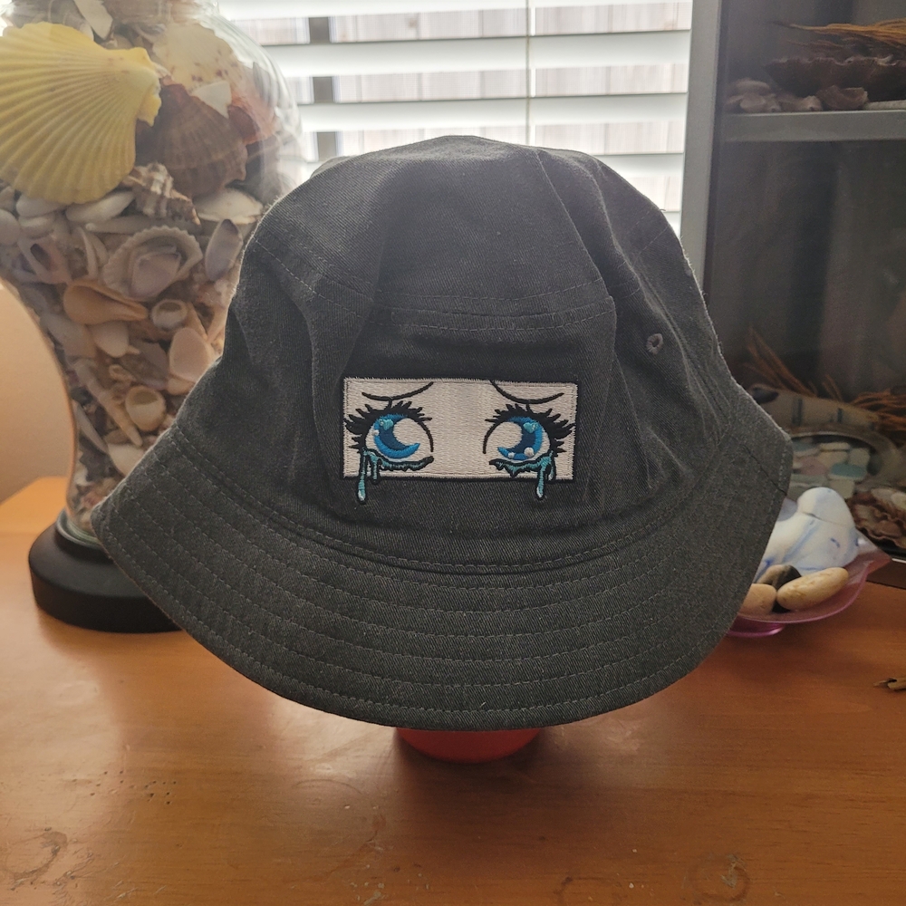 Demon Slayer Bucket Hat with Blue Tear Eye Patch